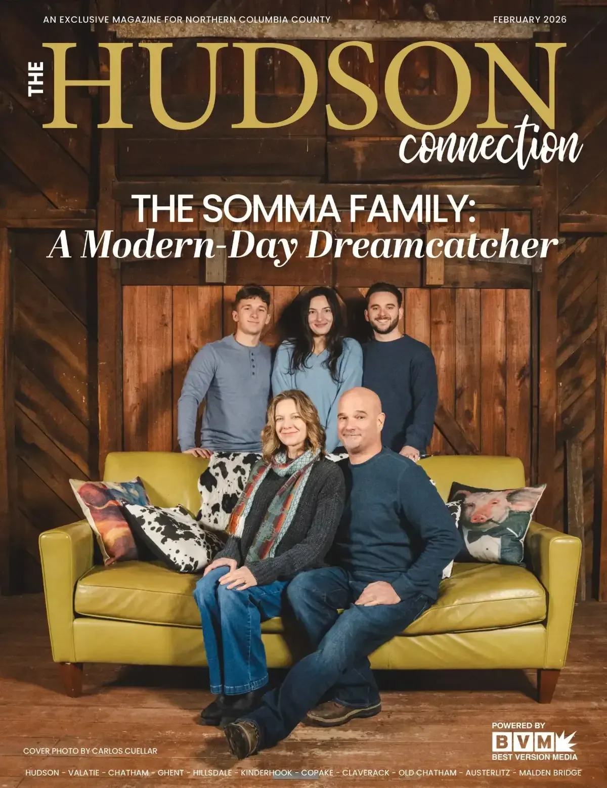 The Hudson Connection DVD cover featuring the Somma family on a yellow couch in a rustic room