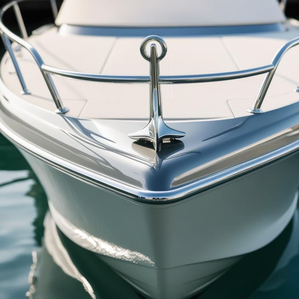 A close up of the front of a boat in the water