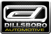 Dillsboro Automotive logo with silver and black stylized emblem on a dark background | Dillsboro Automotive