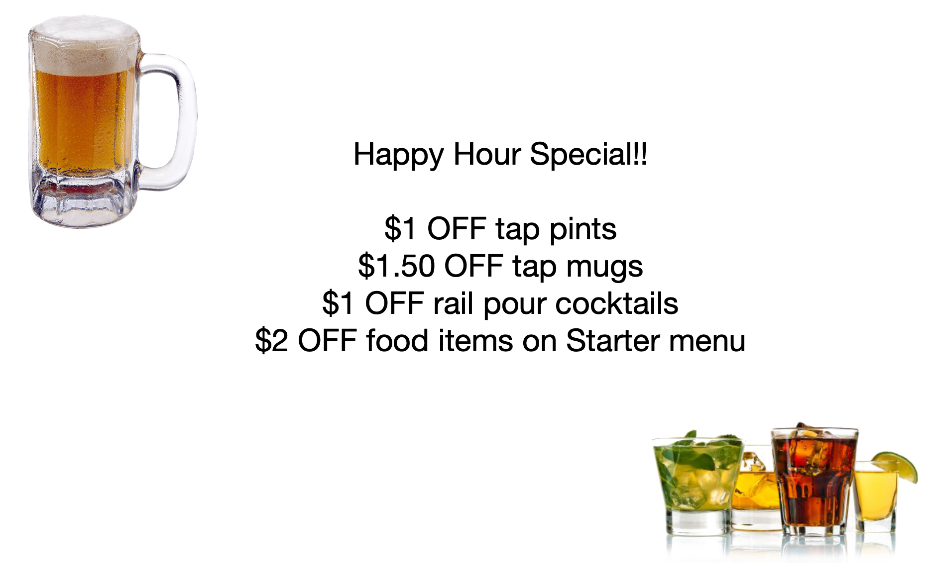Ole Piper Tap Beer Happy Hour Menu
