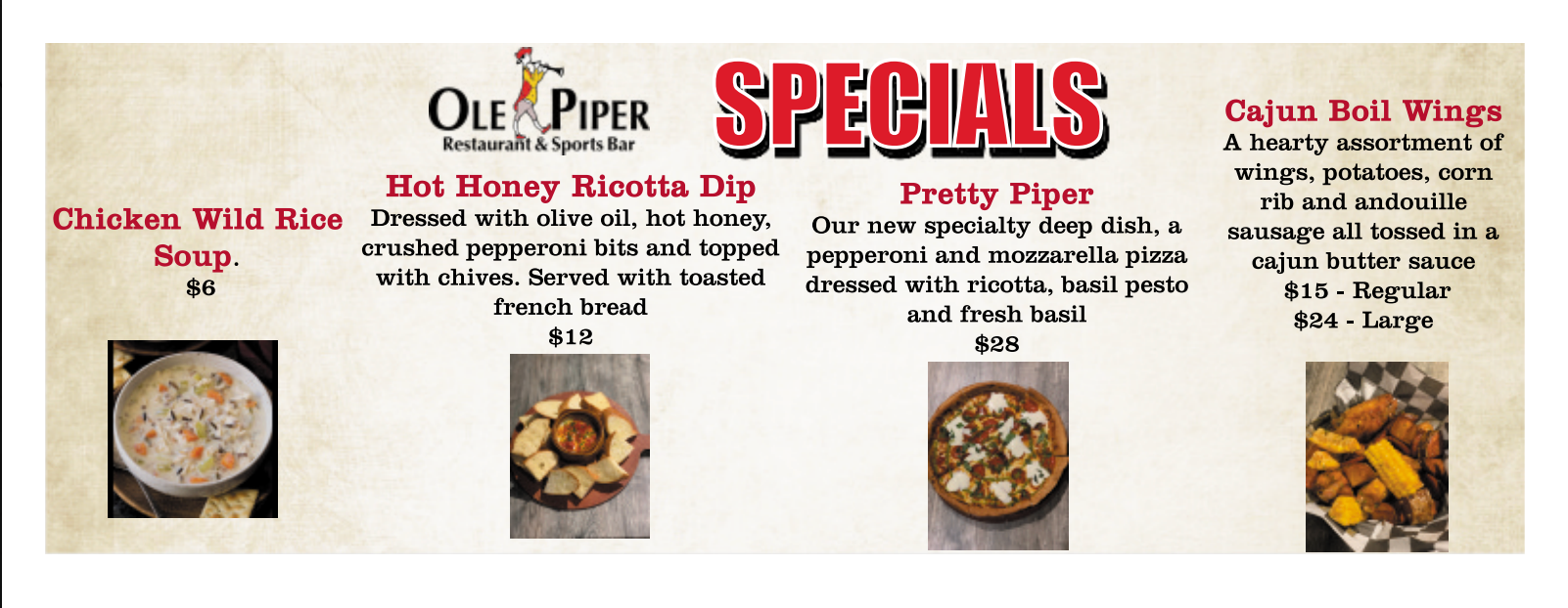 Ole Piper Summer Menu