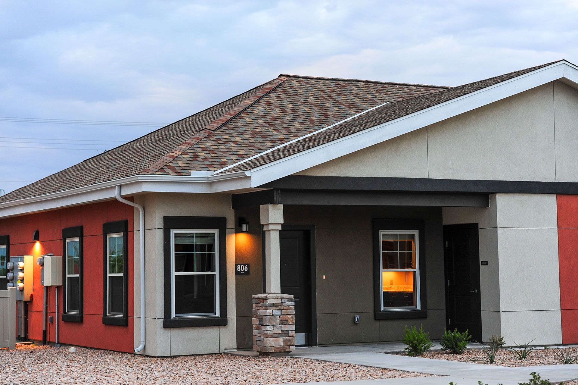 Single-story senior living apartment