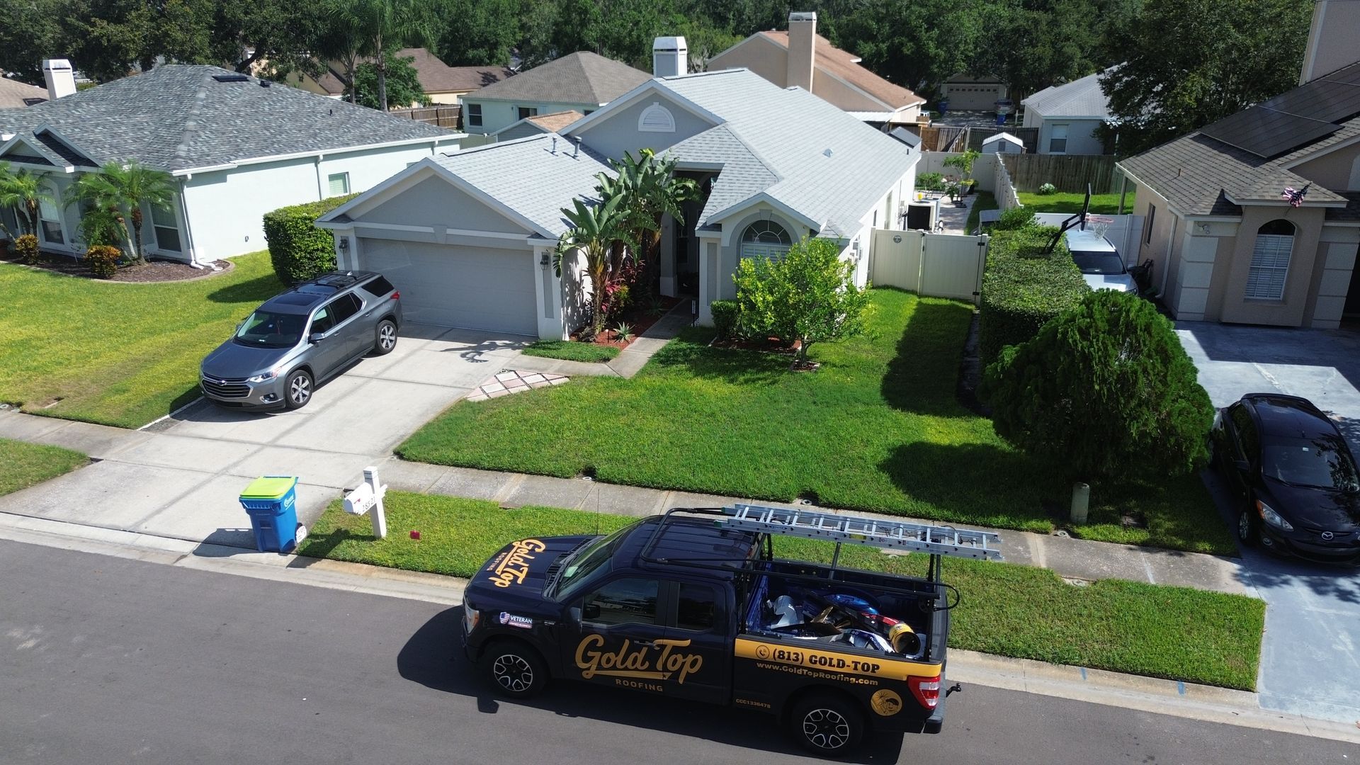 Completed metal roofing project by Gold Top Roofing