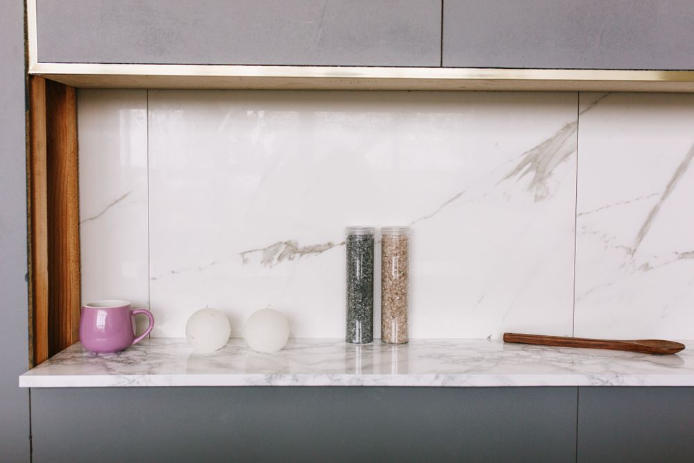 Kitchen Countertop With Marble Backsplash — Verastone In Fyshwick, ACT