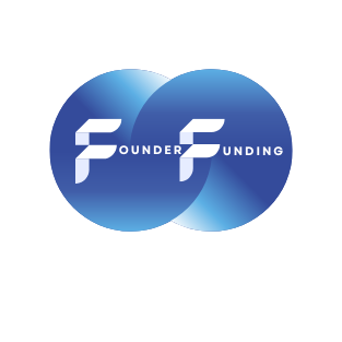 The logo for founder funding is blue and white
