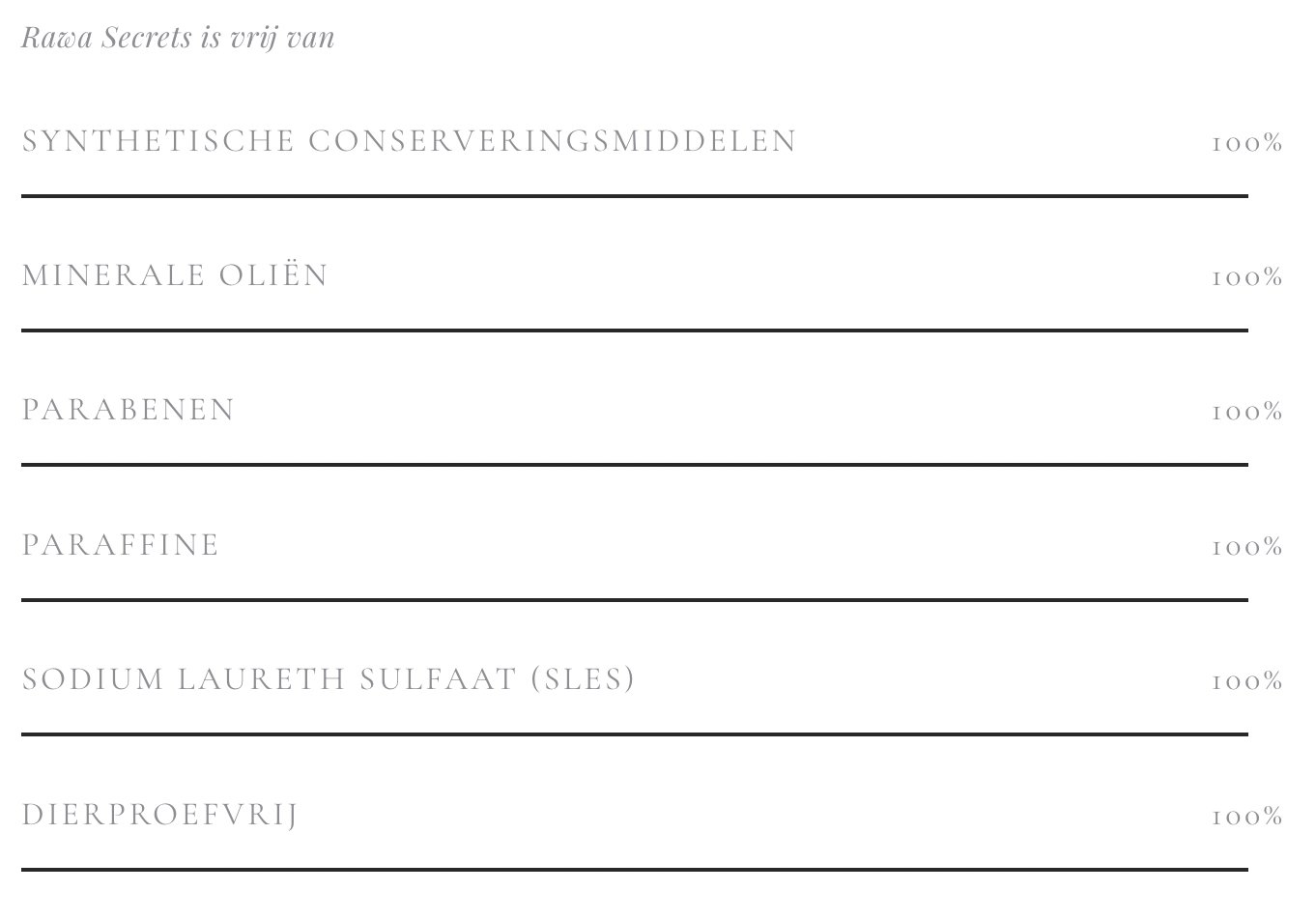 Rawa Secrets Skincare kwaliteiten