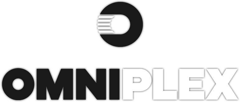 OMNIPLEX logo in black and white with a circular emblem above the wordmark