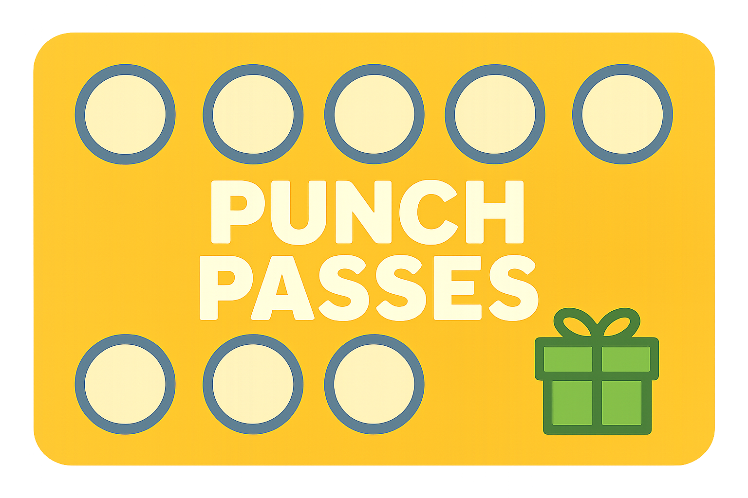 Punch Pass Yellow punch card with ten circles,