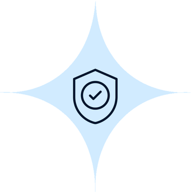 An icon of a shield with a check mark inside of it.