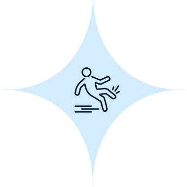 A silhouette of a person falling on a wet floor.