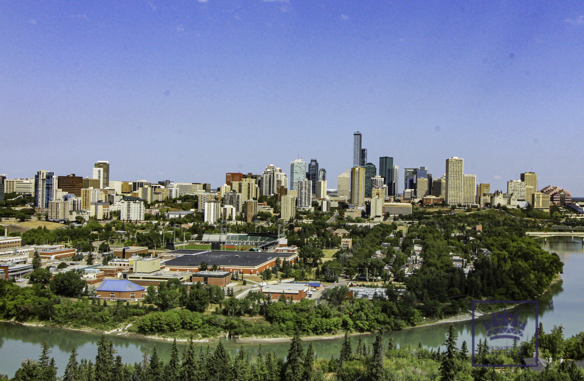 Downtown Edmonton skyline from Saskatchewan drive