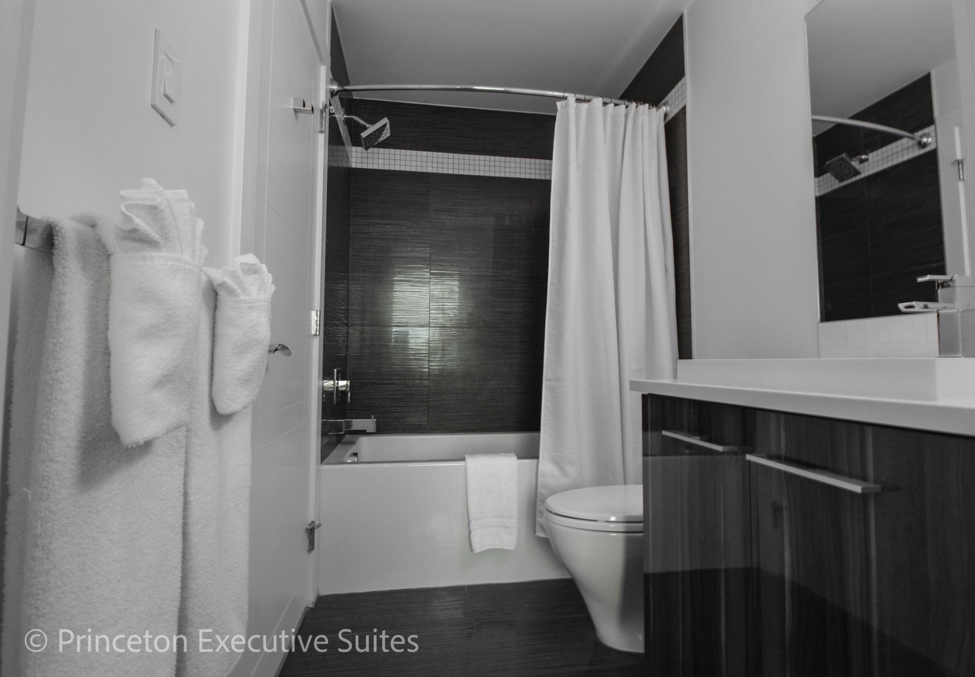 Modern bathrooms with black and grey marble finishing