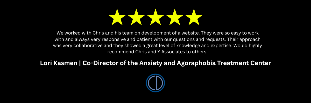 Five-star review for Y Associates from Lori Kaufman, Co-Director of the Anxiety and Agoraphobia Treatment Center