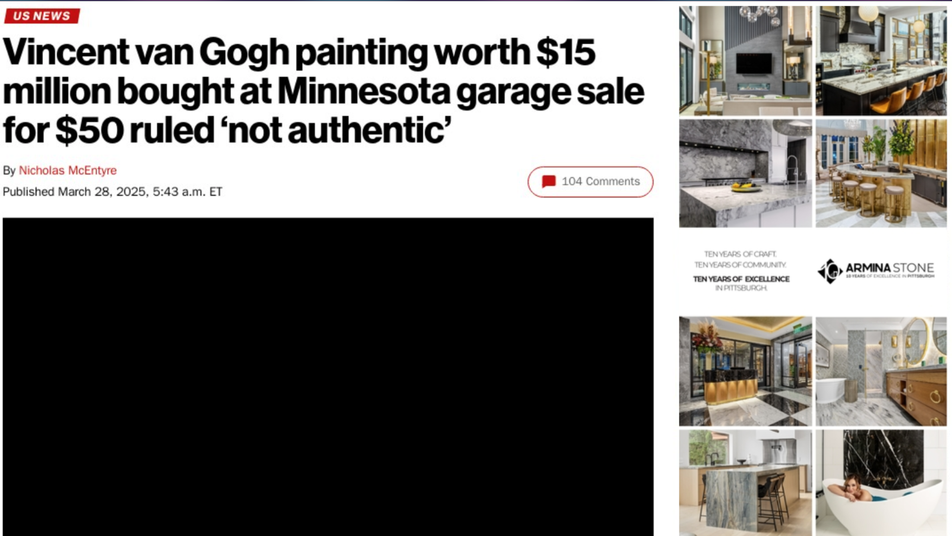 Vincent van gogh painting worth $ 15 million bought at minnesota garage sale for $ 50 ruled ' not authentic '
