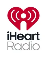 IHeart Radio logo: Red heart with audio waves and white dot, text