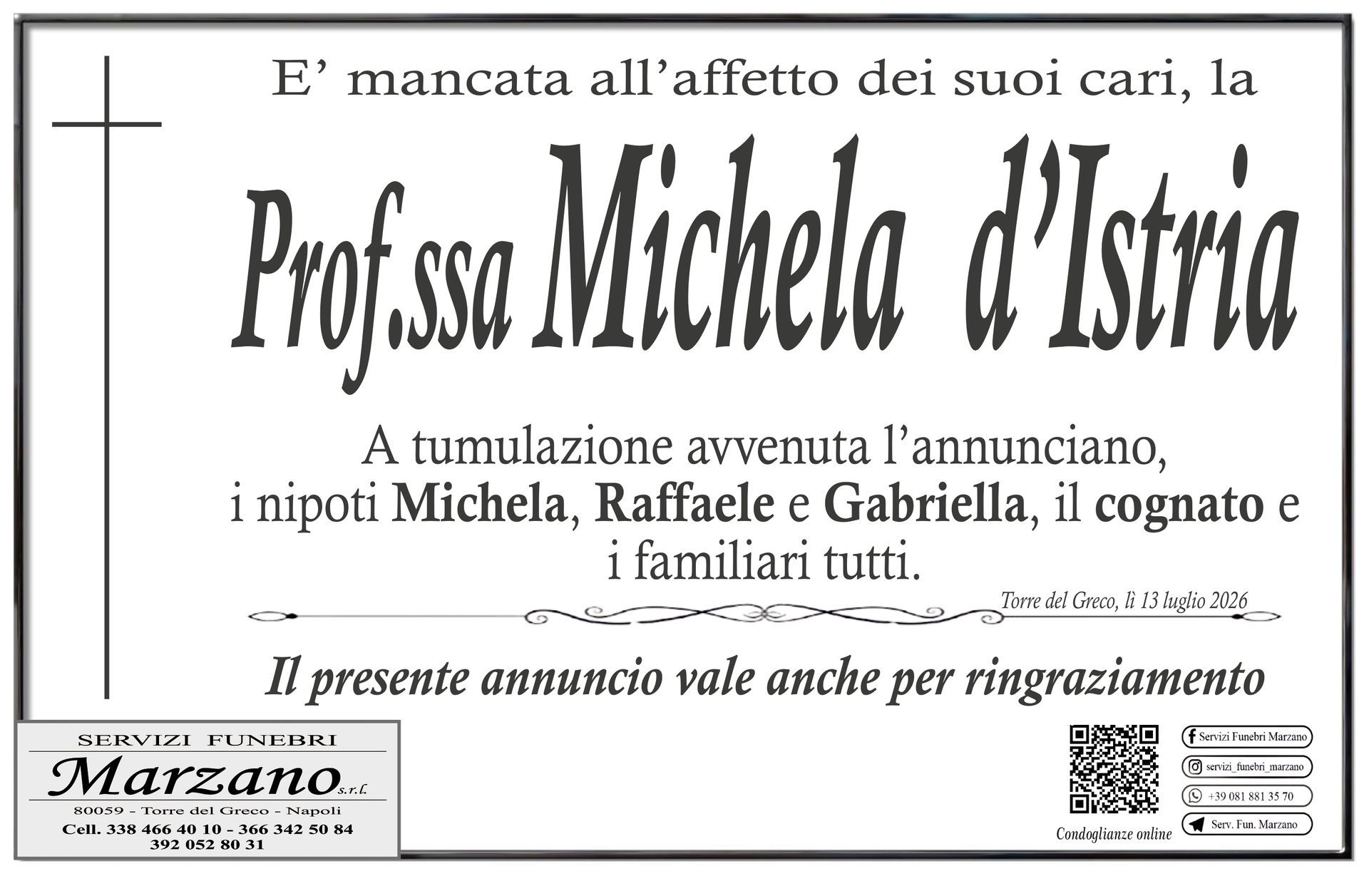 Prof.ssa Michela d' Istria