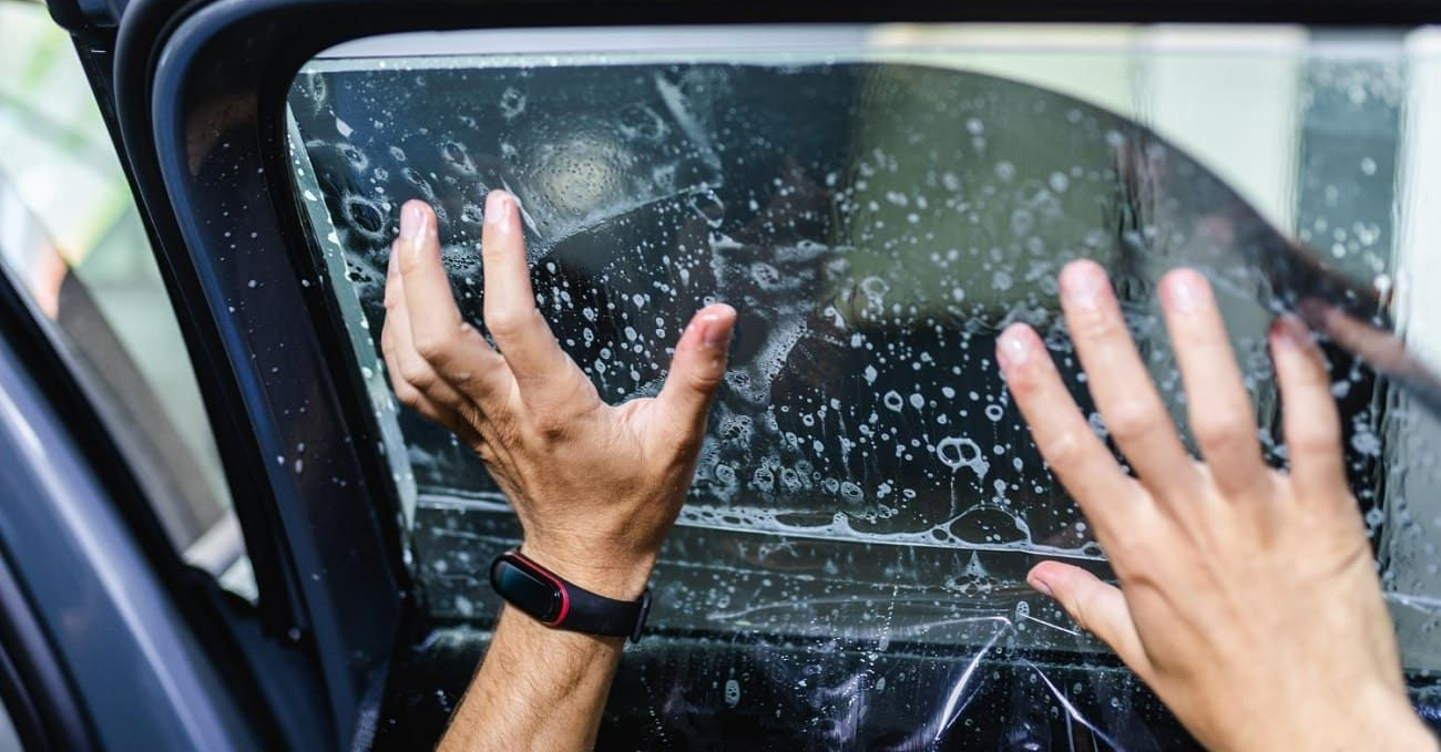 Car parked in sun with tinted windows