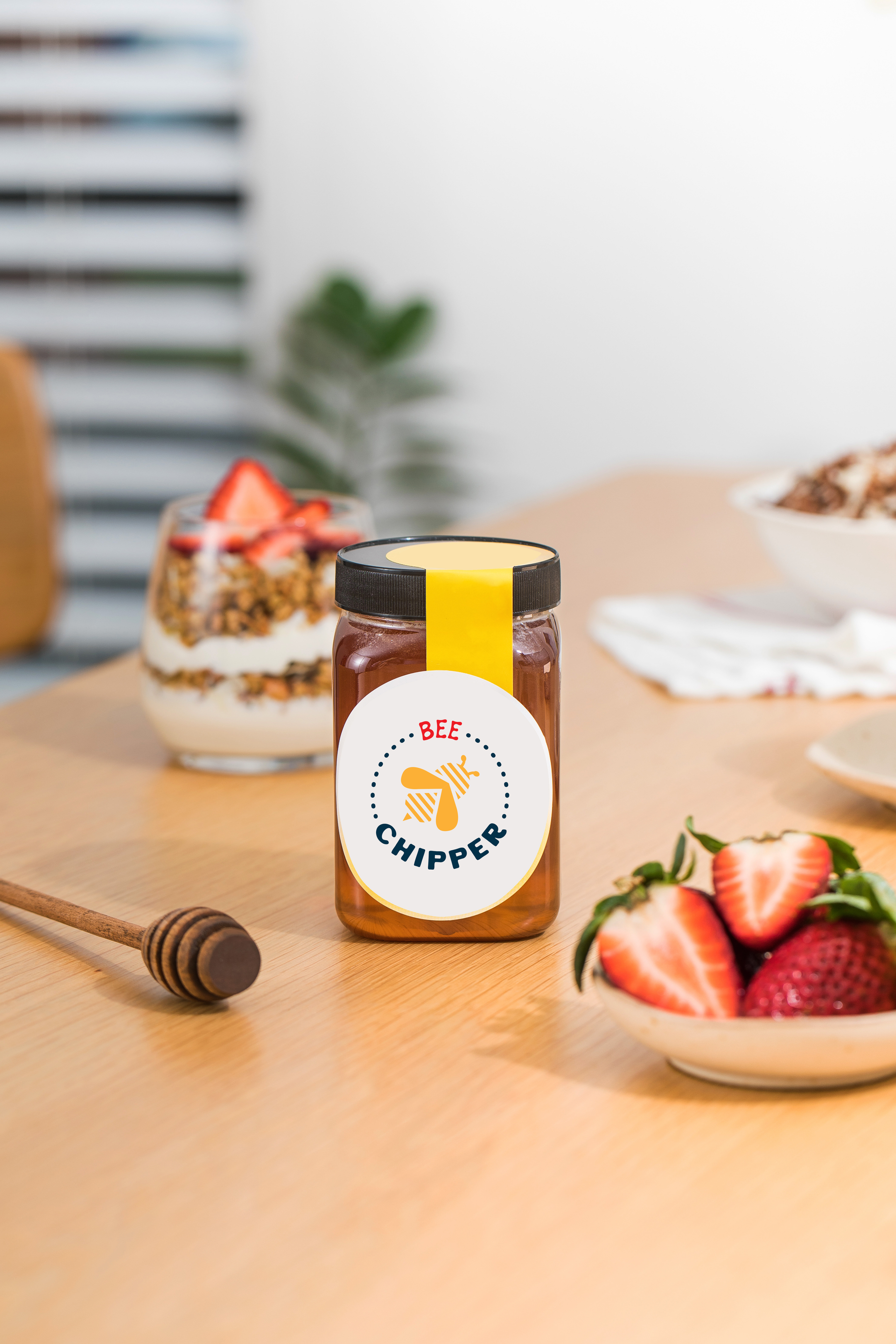 Jar of honey with a 