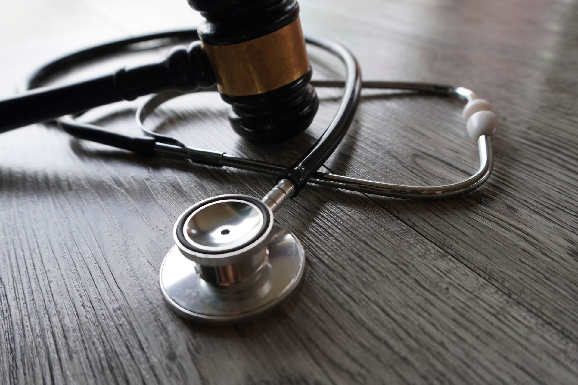 Judge gavel and stethoscope. Medical jurisprudence and medical law concept