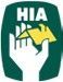 Logo for Housing Industry Association (HIA). White hand holds yellow house shape, on green background with