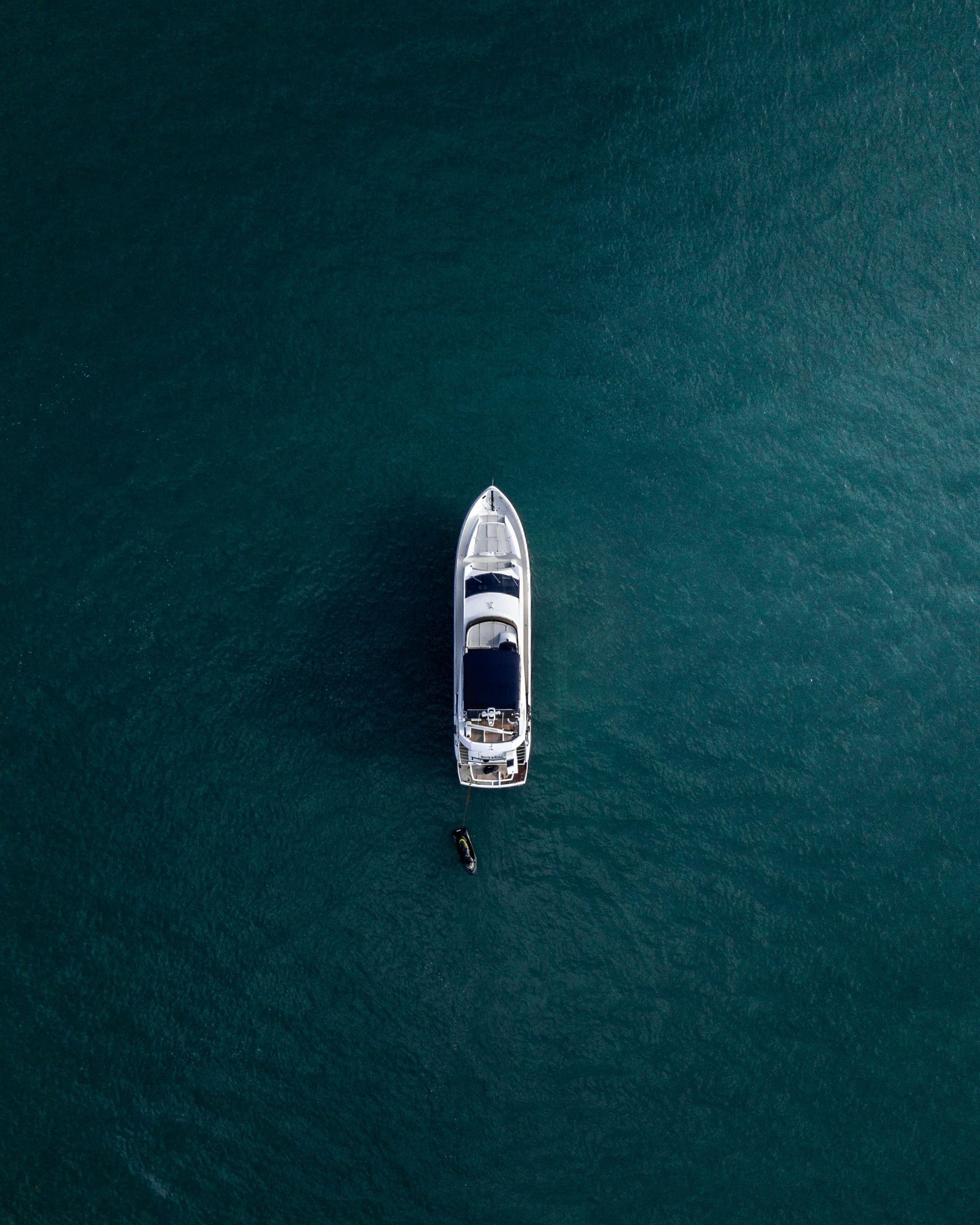 arial view of boat in water