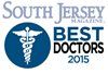A logo for south jersey best doctors 2015 with a caduceus on it.