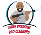 Logo of Under Pressure Pro Cleaners showing a pressure washer spraying water
