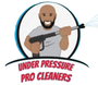 Logo of Under Pressure Pro Cleaners showing a pressure washer spraying water