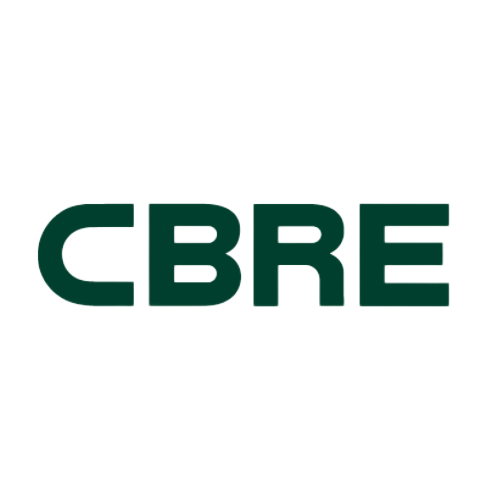 CBRE logo in dark green on a white background