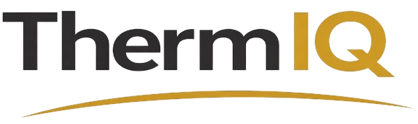 ThermIQ logo in black and gold with a gold arc underline