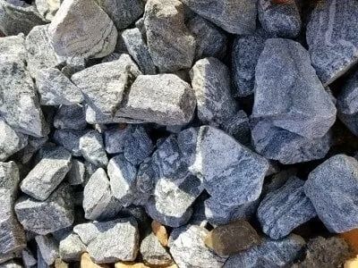 Pile of gray and blue landscaping rock.