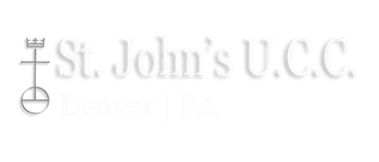 A white logo for st. john 's u.c.c. denver pa