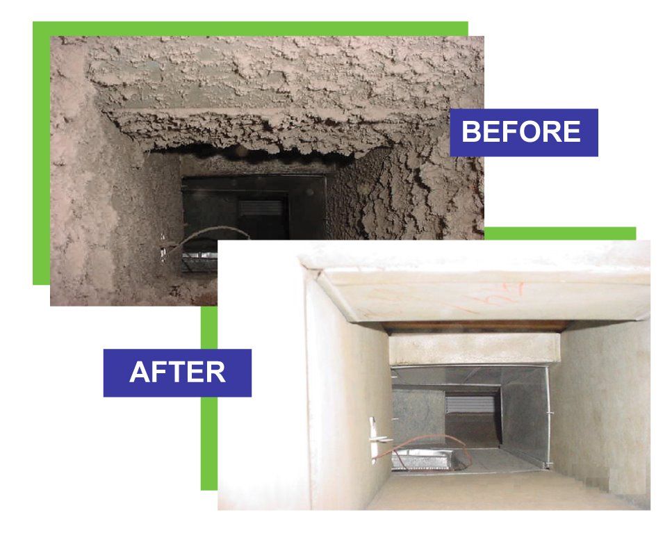 A before and after picture of an air vent