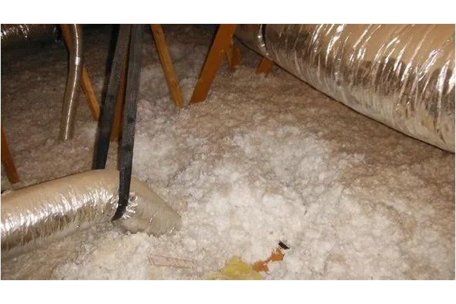 There is a lot of insulation in the attic.