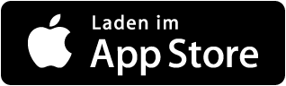 Das Logo des App Stores ist schwarz-weiß und trägt die Aufschrift „Laden im App Store“.