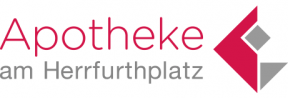 Ein Logo für die Apotheke am Herrfurthplatz mit einem roten Pfeil nach rechts