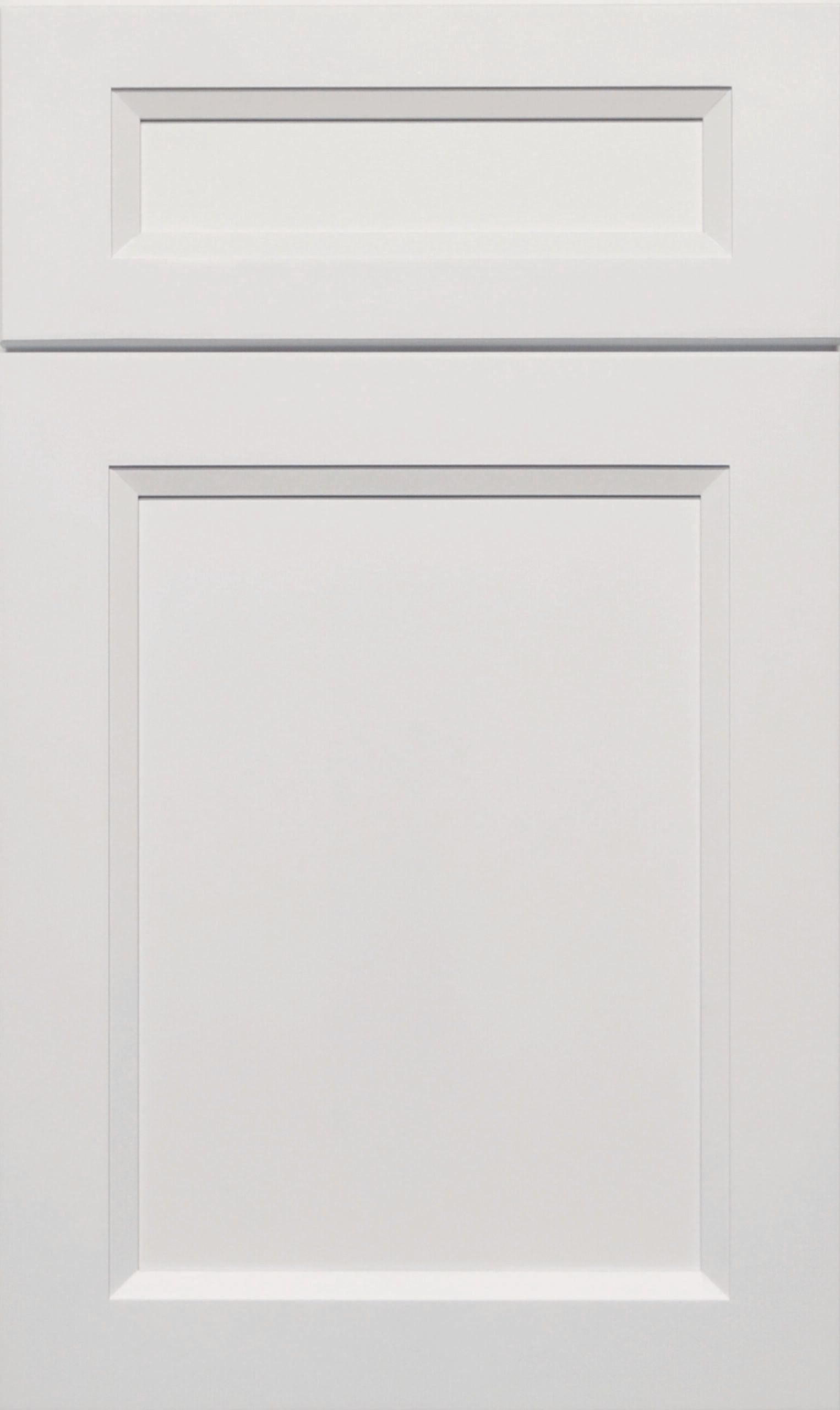 White paneled interior door with a small rectangular panel at the top and a larger lower panel