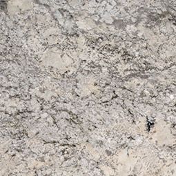 Light gray and white speckled granite surface with dark veining
