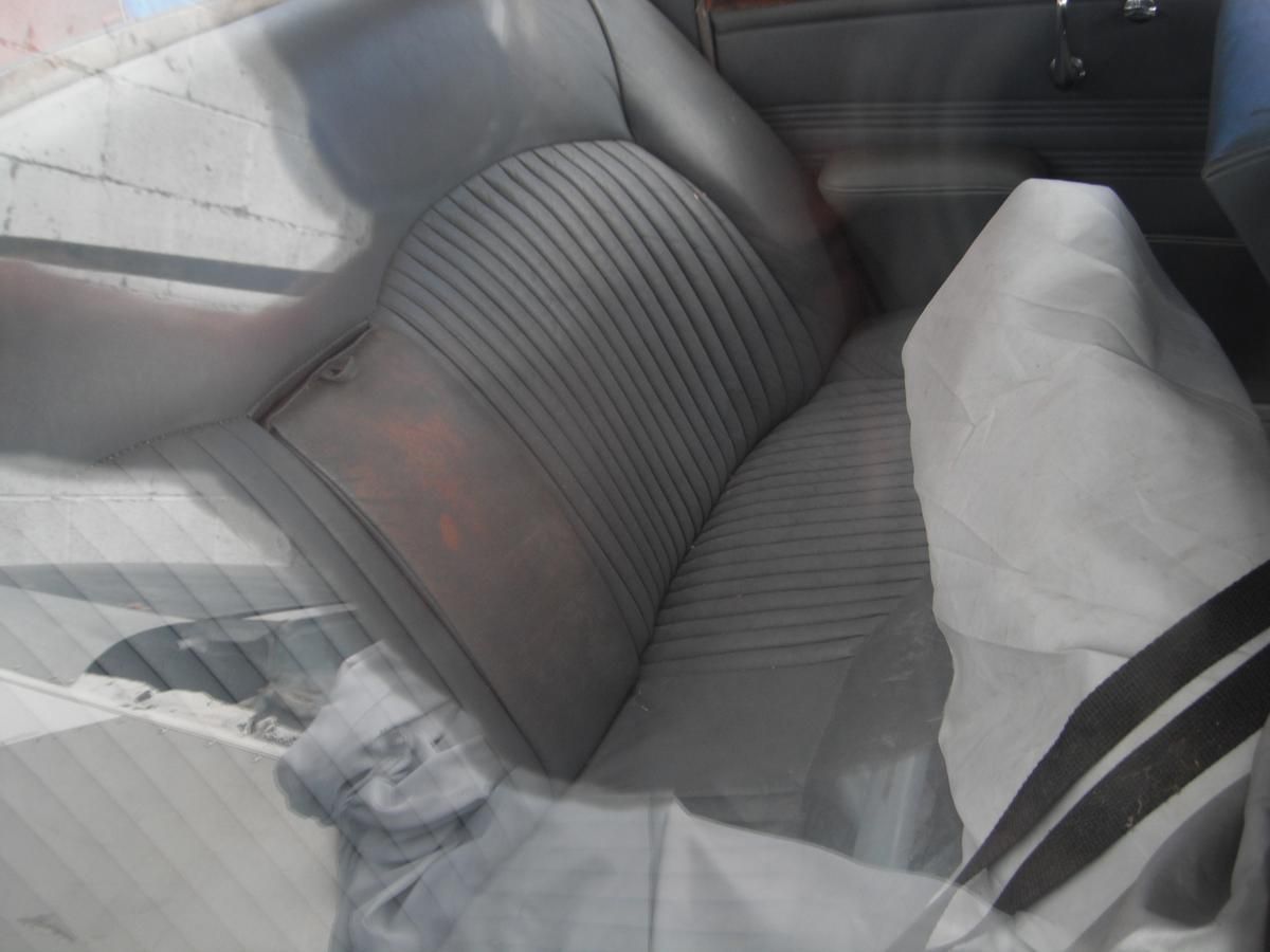 The back seat of a car is shown through the windshield