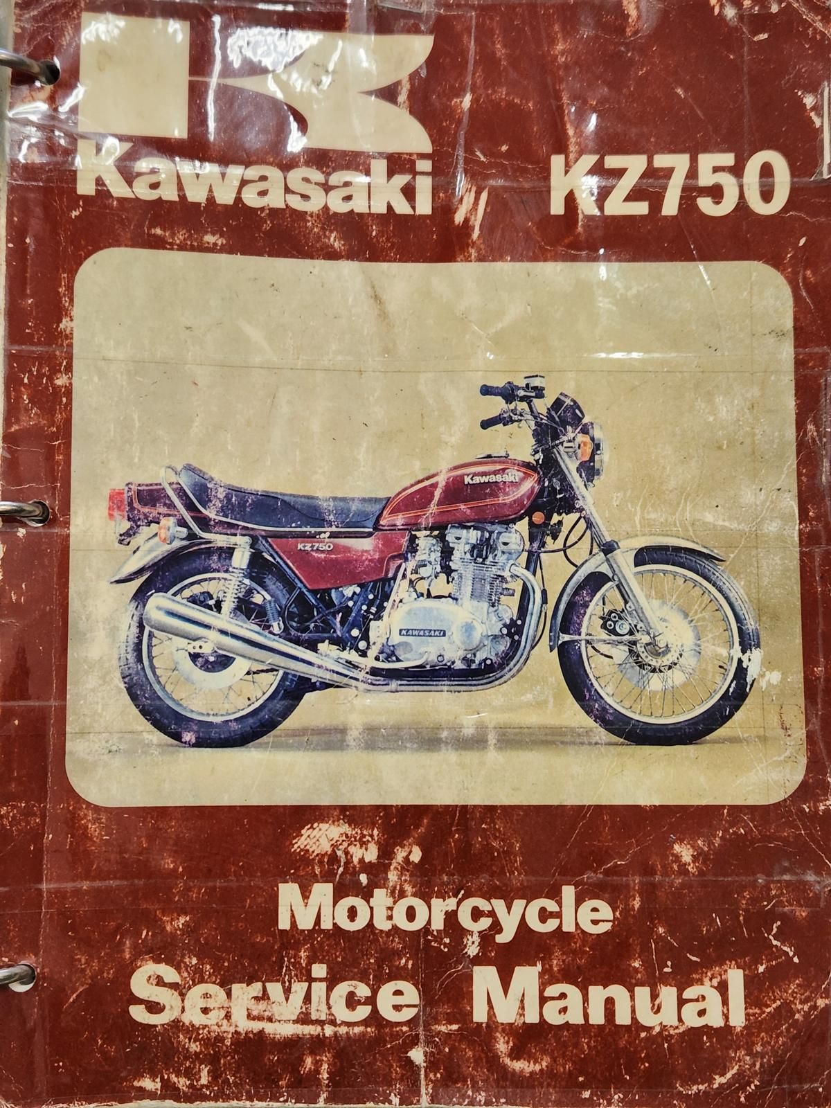 An old kawasaki kz750 motorcycle service manual