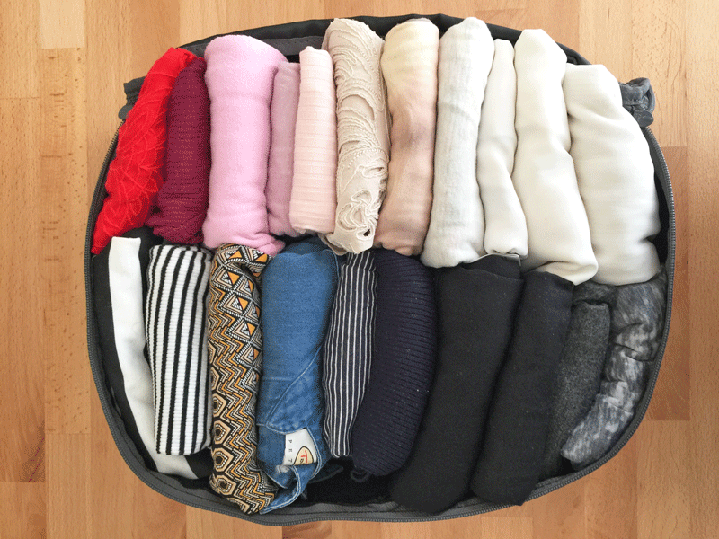 Organized packing cubes for family vacations with kids