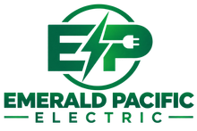 Emerald Pacific Electric logo in green with stylized EP and lightning bolt