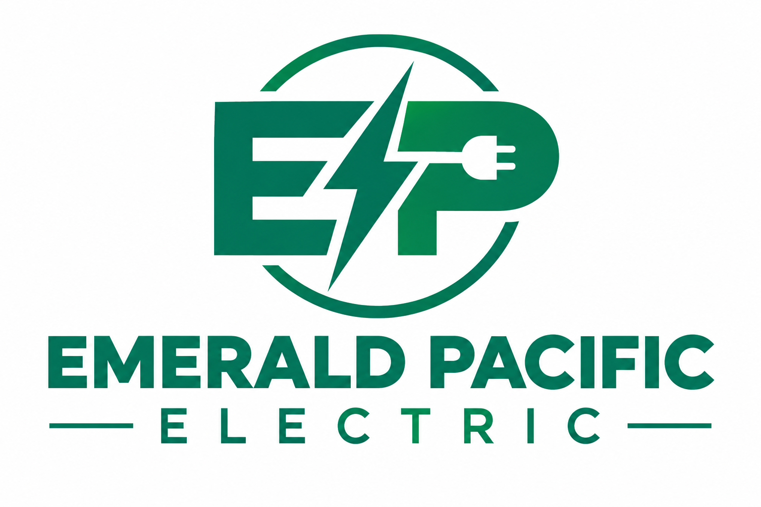 Emerald Pacific Electric logo in green with a stylized lightning bolt and plug icon