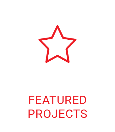 A red star with the words `` featured projects '' below it.