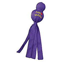 Purple KONG Wubba dog toy with a bulbous head and fabric streamers.