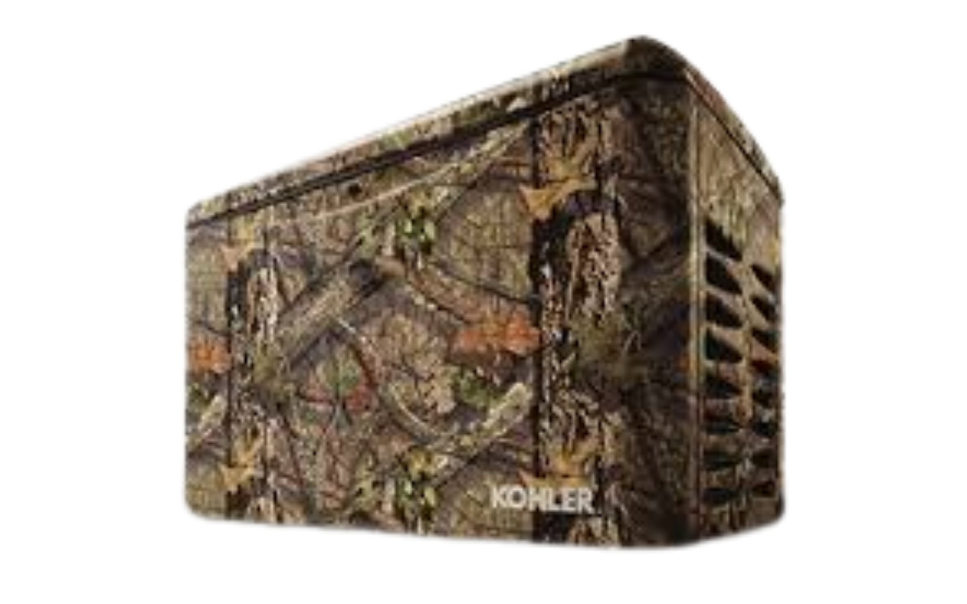 Camouflaged KOHLER outdoor unit with vented side panel on white background