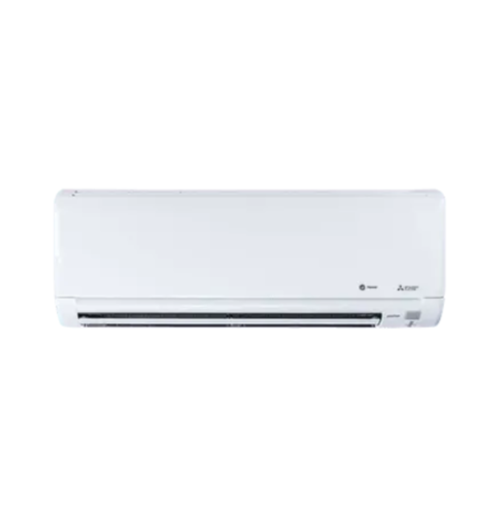 White wall-mounted split air conditioner unit on a plain background