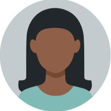 Avatar féminin générique aux cheveux foncés sur un fond circulaire gris clair