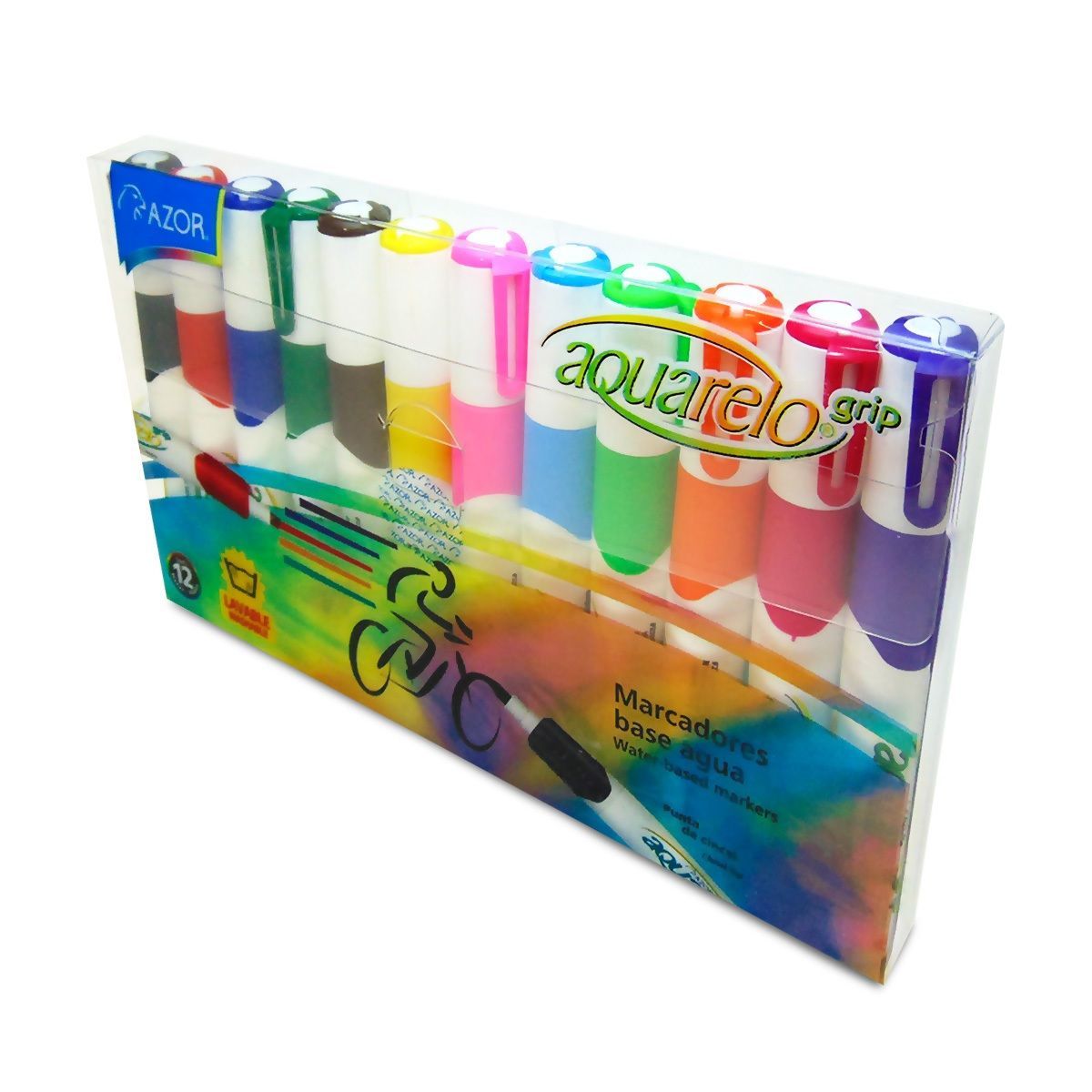 MARCADOR AZOR AQUARELO GRIP C/12 NO. 20012