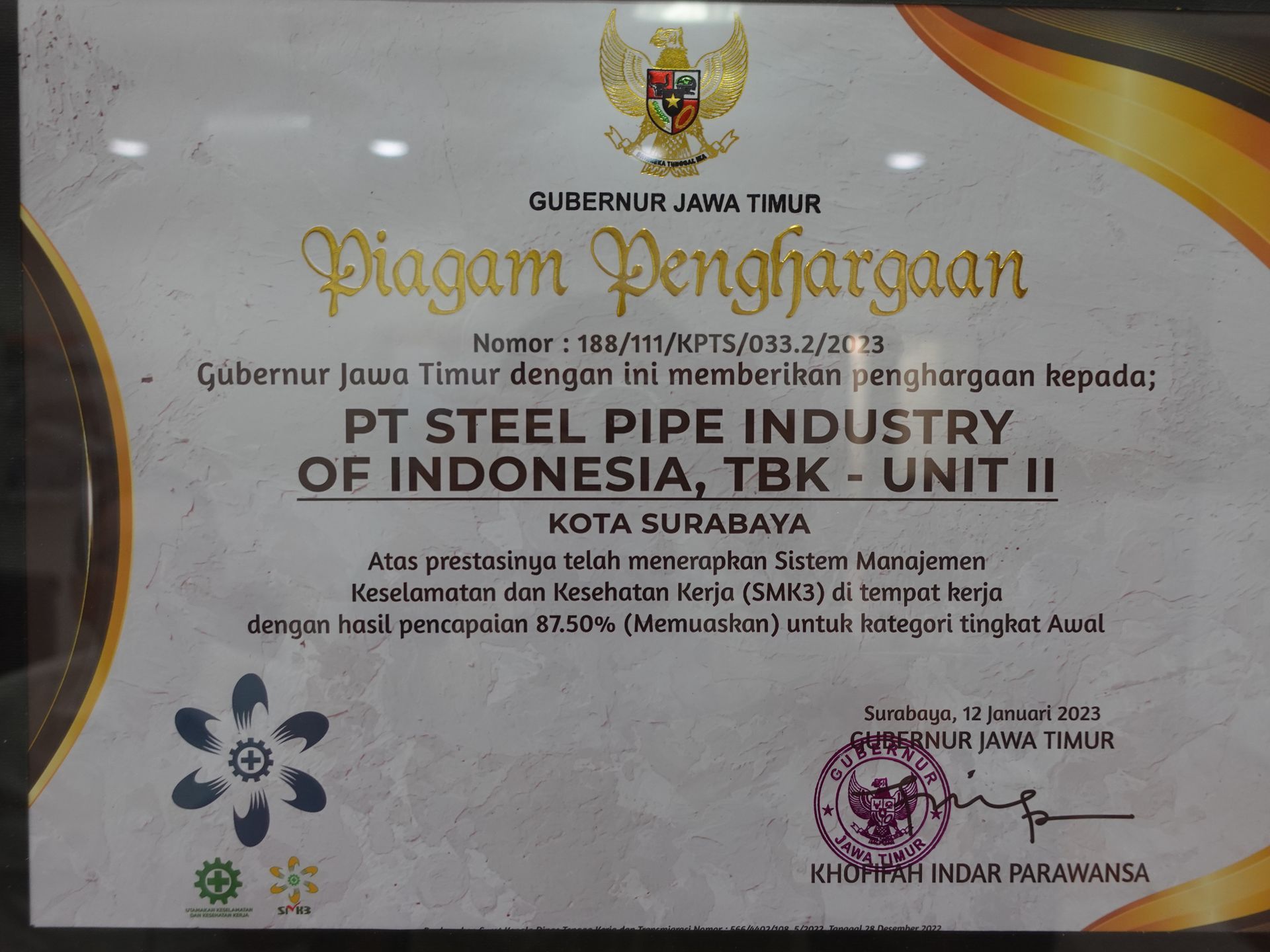 Occupational Safety and Health Management System Award